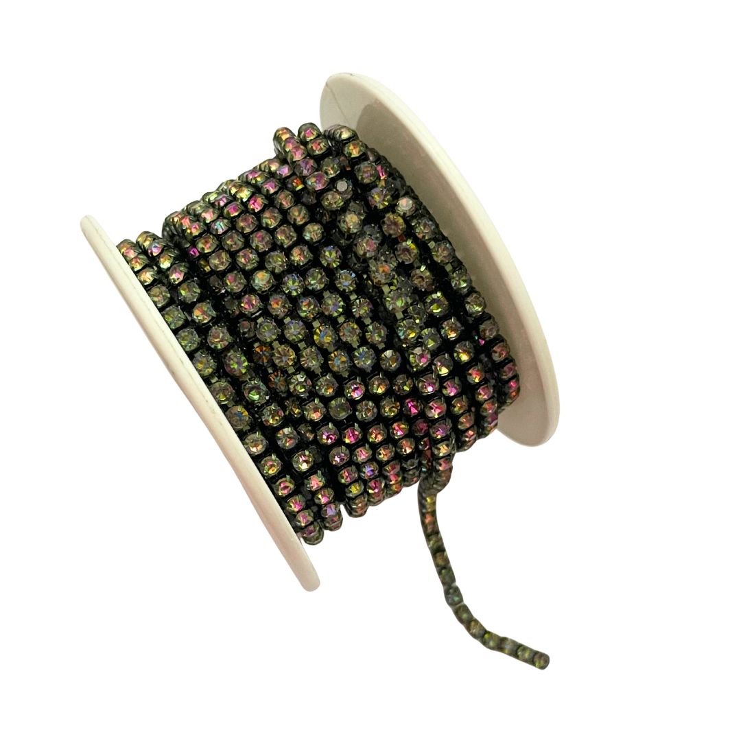 Rhinestone Cup Chain 3mm Magic Green Vitrail