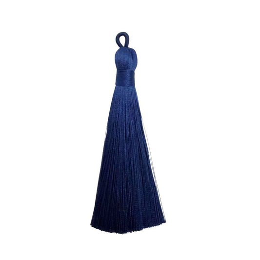 Silky Soft Tassel 8cm Navy Blue
