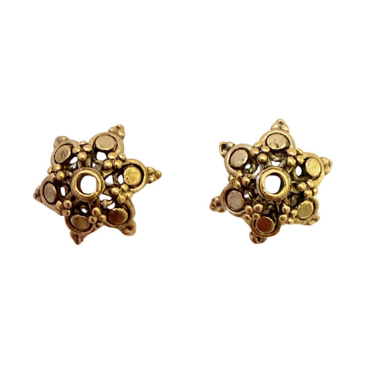 Six Sided Star Bead Caps 16mm Antique Gold