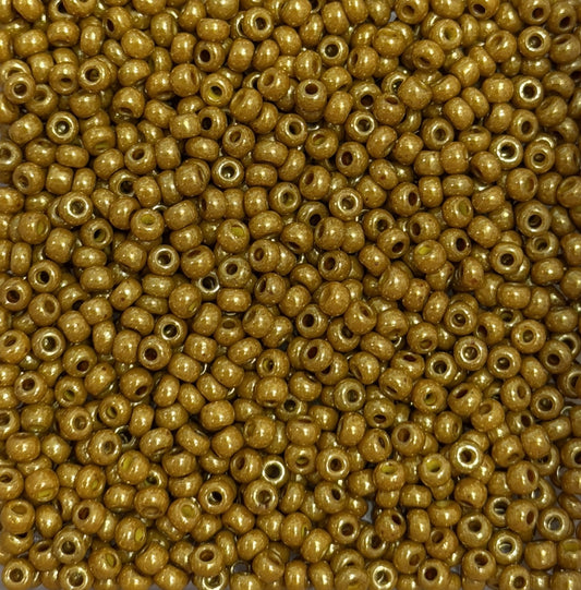 Preciosa Size 10/0 Czech Glass Seed Beads - Opaque Golden Olive Lustre