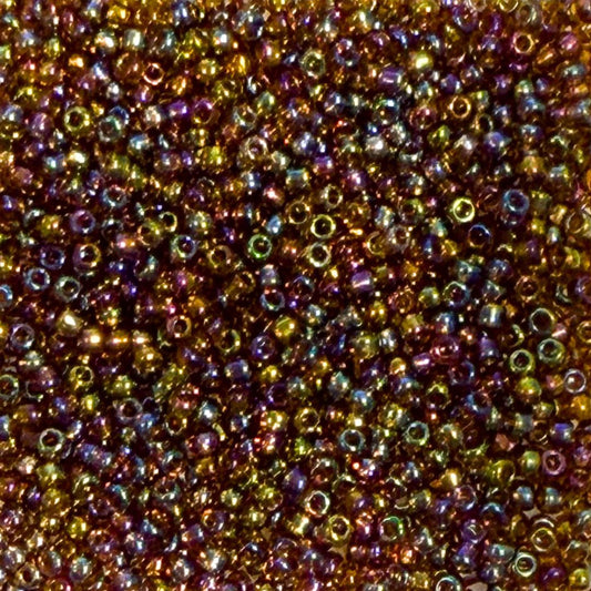 Size 11 Japanese Glass Seed Bead Transparent Dark Topaz AB