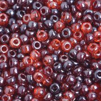 Preciosa Size 6/0 Czech Glass Seed Beads - Transparent Red Lustre Mix