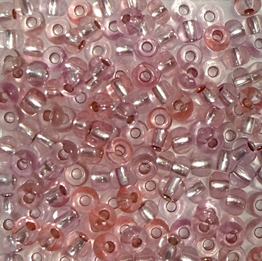 Preciosa Size 6/0 Czech Glass Seed Beads - Silverlined Pale Pink Mix