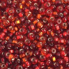 Preciosa Size 2/0 Czech Glass Seed Beads - Silverlined Red Mix