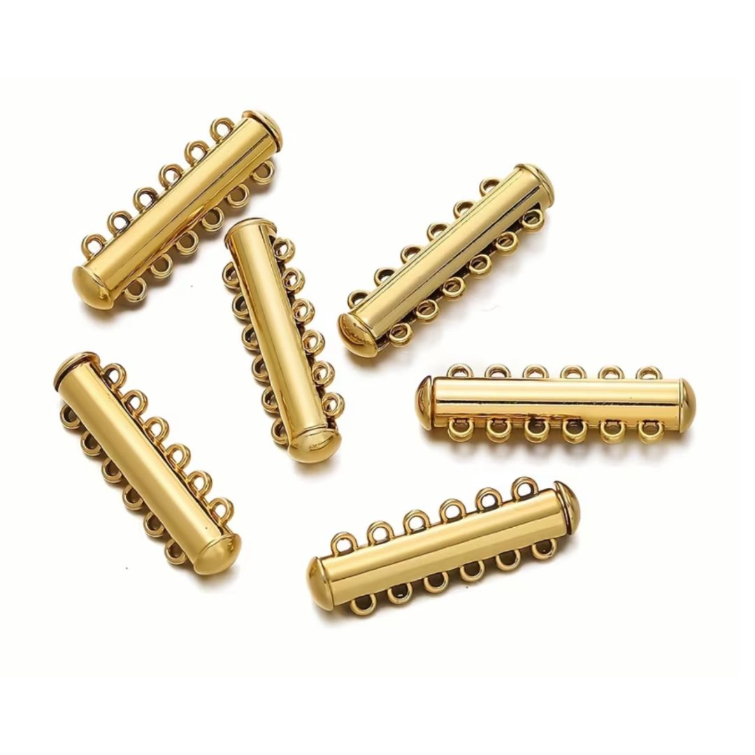 Slide Clasp, 6- Strand Magnetic 10x35mm Gold