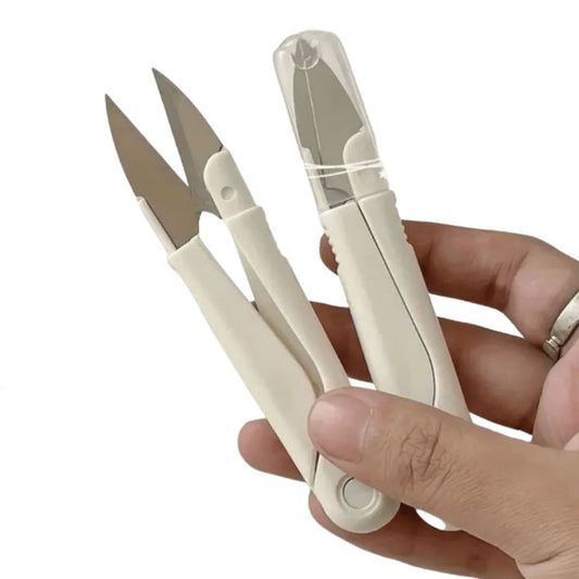 Cream Spring Loaded Thread Snips with Protective Cap