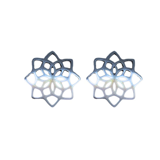 Steel Filigree Star Flower Shapes 17mm Silver