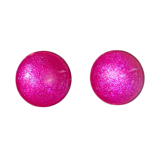 16mm Hand Painted Round Domed Glass Cabochon Sugar Rush Hot Pink