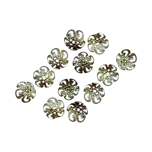 Swirl Bead Caps 8mm round, Antique Silver
