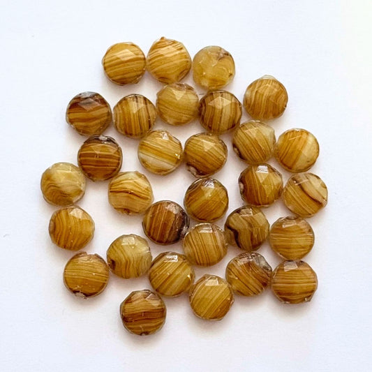 Pressed Glass Vintage Nail Head Beads 7mm Caramel, Pack of 30