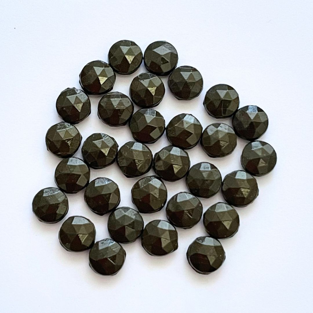 Pressed Glass Vintage Nail Head Beads 7mm Opaque Chocolate, Pack of 30