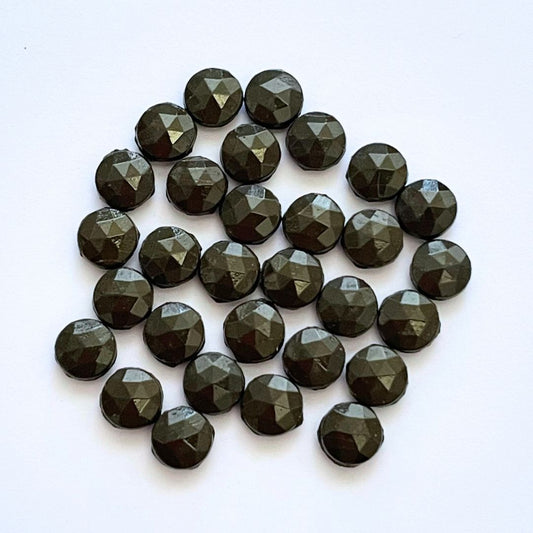 Pressed Glass Vintage Nail Head Beads 7mm Opaque Chocolate, Pack of 30