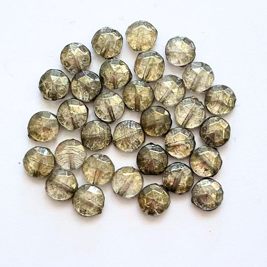 Pressed Glass Vintage Nail Head Beads 7mm Silver, Pack of 30
