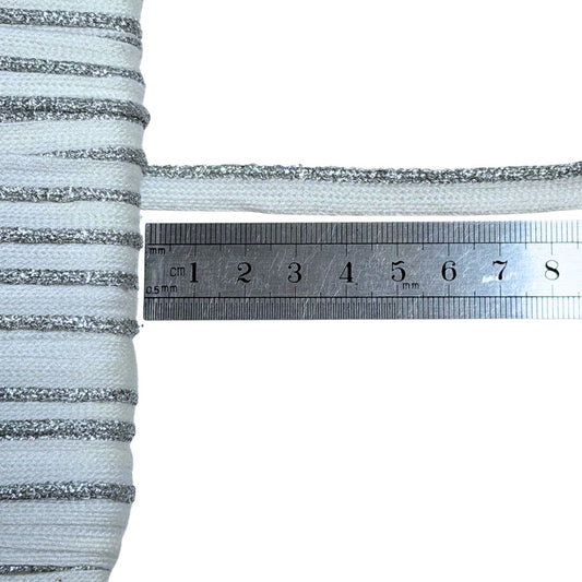 Vintage Edging Metallic Cord Silver, 9mm wide, sold per meter
