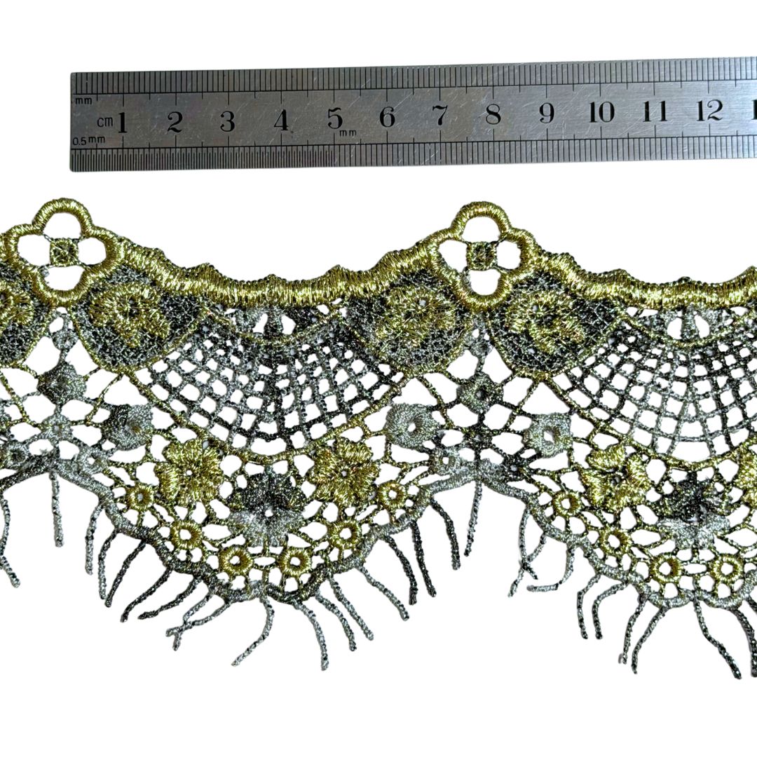 Vintage Lace Metallic Gold and Silver, 8.5cm wide, sold per meter