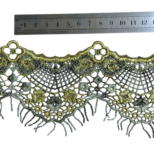 Vintage Lace Metallic Gold and Silver, 8.5cm wide, sold per meter