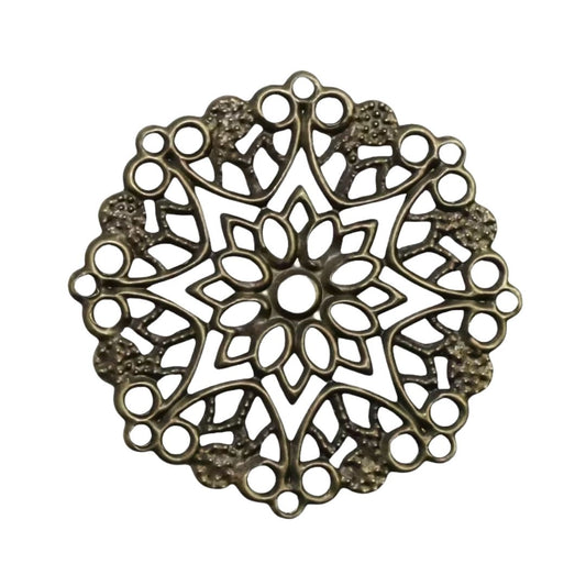 Vintage Look Filigree Findings 35mm round Antique Bronze, pack of 2