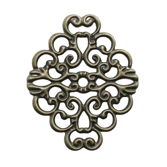 Vintage Look Filigree Findings 36x30mm Antique Bronze, pack of 2