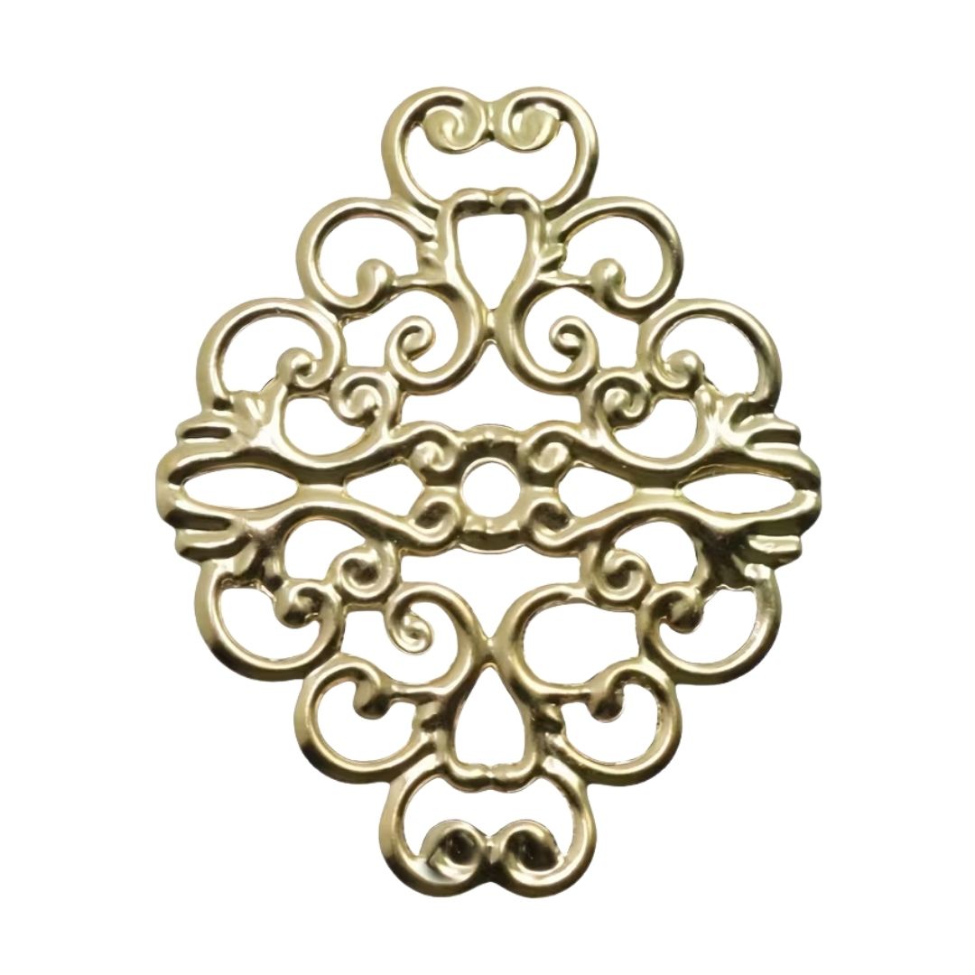 Vintage Look Filigree Findings 36x30mm Gold, pack of 2