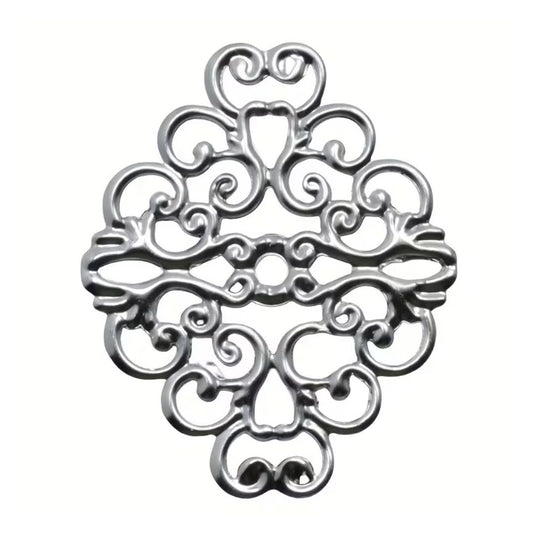 Vintage Look Filigree Findings 36x30mm Silver, pack of 2