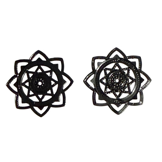 Vintage Look Filigree Findings Star Shape 32x32mm Gloss Black