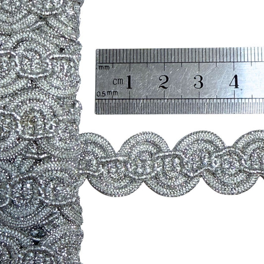 Vintage Metallic Braid Silver, 18mm wide, sold per meter