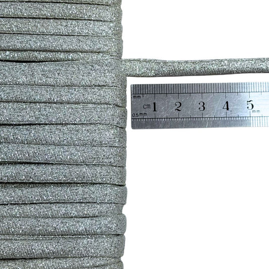 Vintage Metallic Silver Cord, 8mm wide, sold per metre