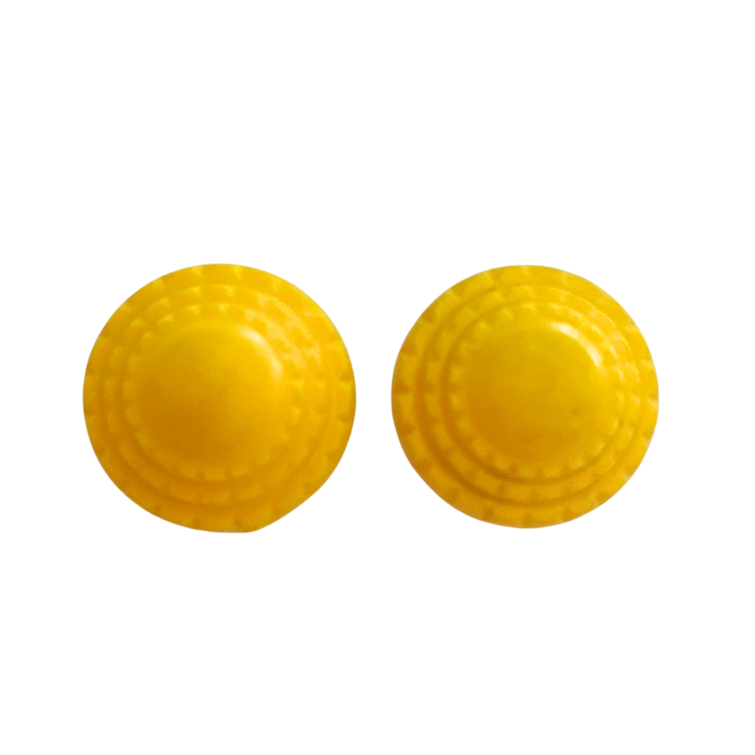 Vintage 18mm Yellow Sunny Button with Shank, pack of 2