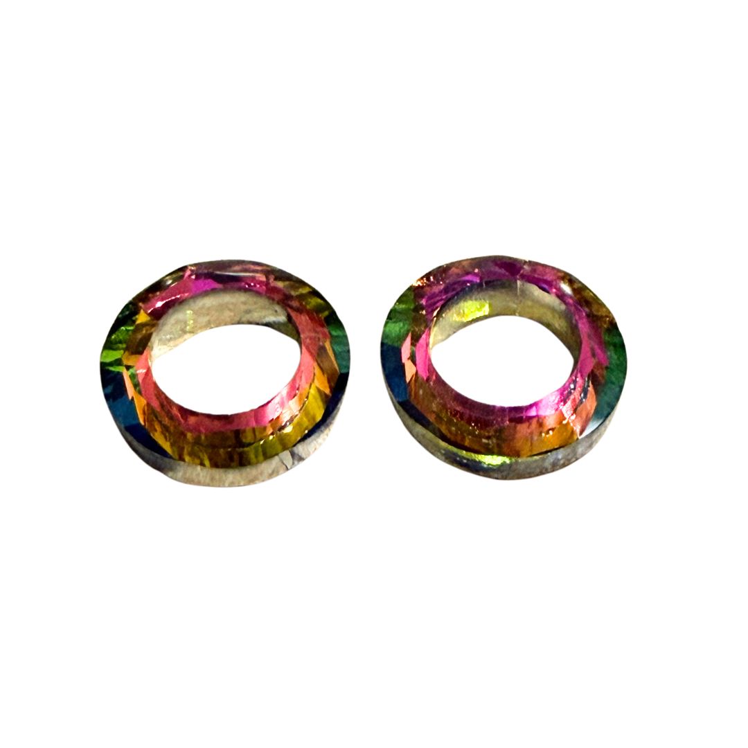 Vitrail Foil Backed Glass Crystal Rings 14mm OD 7mm ID