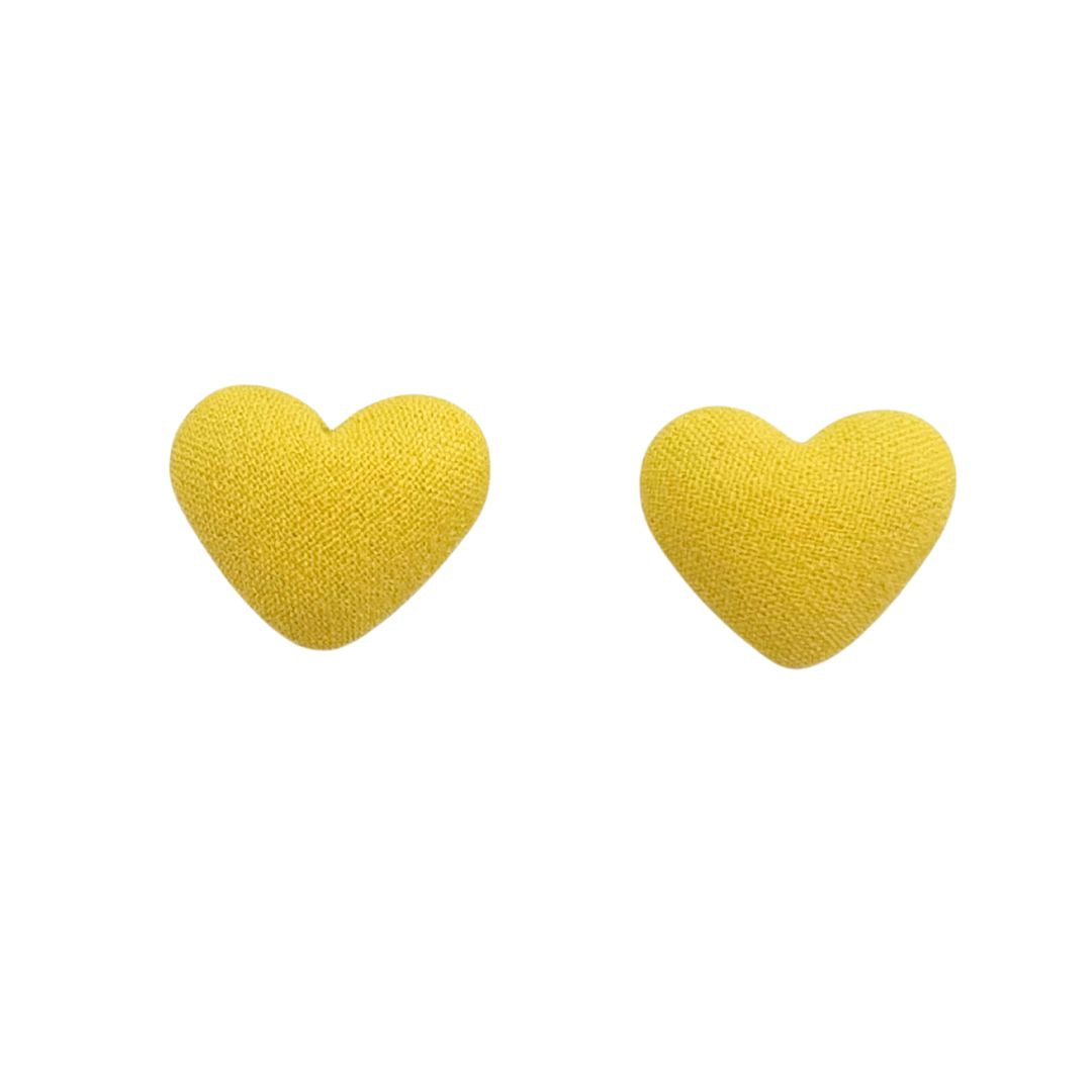 Yellow 18x15mm Fabric Heart Cabochon, pack of 2