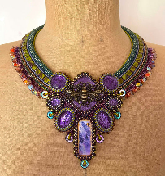 Amelia, Bead Embroidered Collar hand made by Catriona Starpins