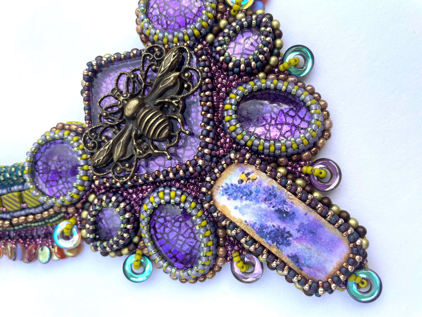 Amelia, Bead Embroidered Collar hand made by Catriona Starpins